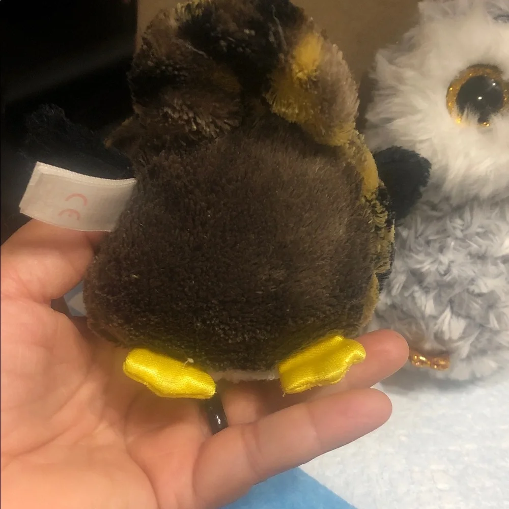 Ty Plush Owl Trio - White, Gray, Yellow, and Brown